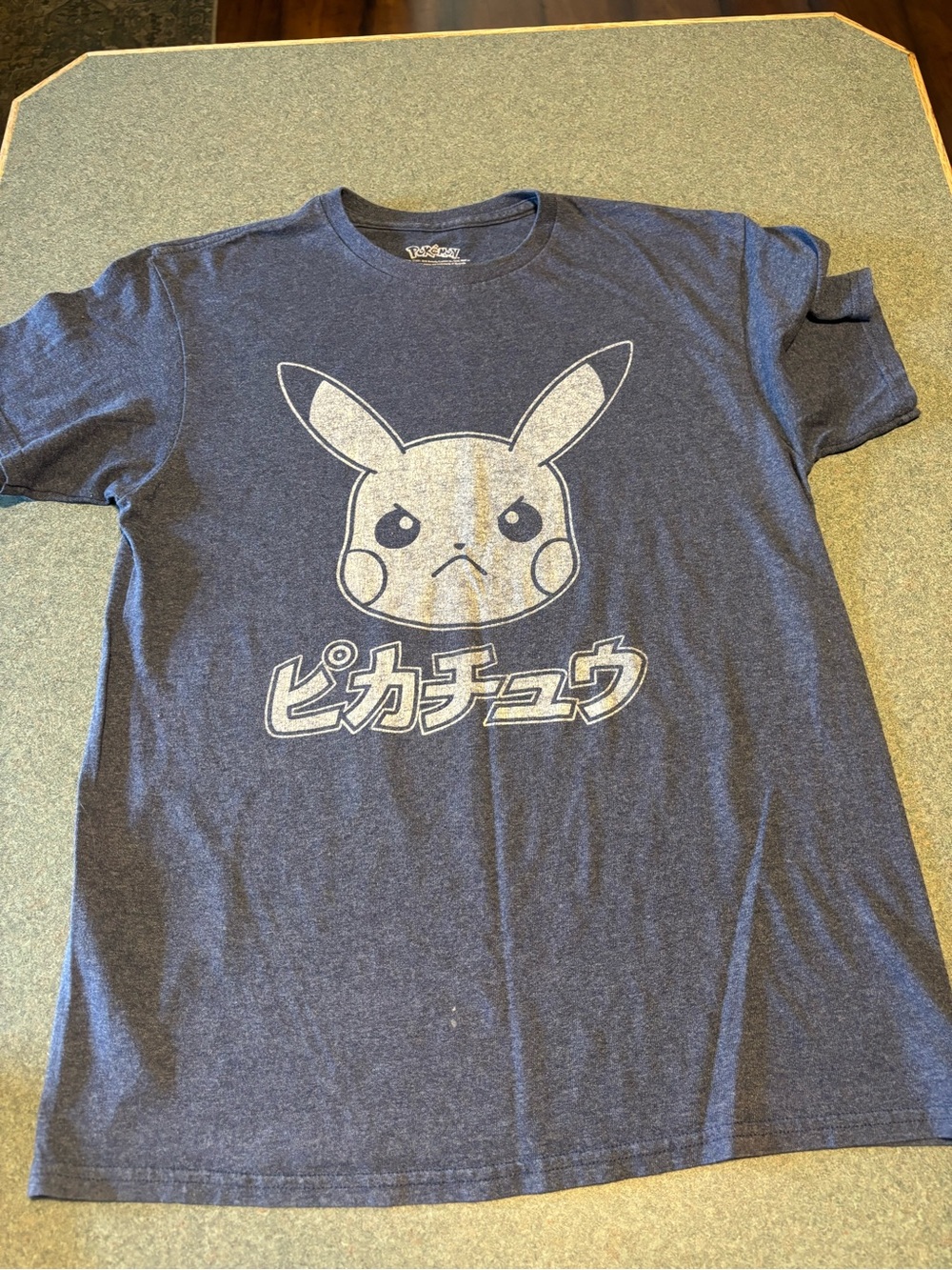 Pokemon Navy Blue Pikachu Graphic Tee with Japanese Text